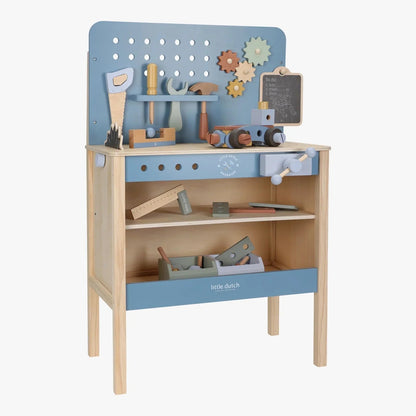 Little Dutch™ Wooden Workbench | Pretend Play Tool Bench for Kids with Wooden Tools