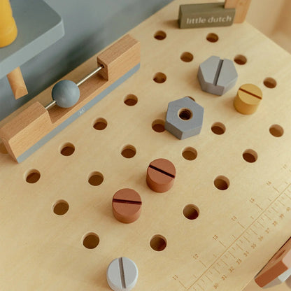 Little Dutch™ Wooden Workbench | Pretend Play Tool Bench for Kids with Wooden Tools