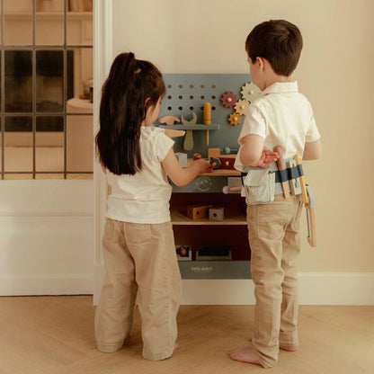 Little Dutch™ Wooden Workbench | Pretend Play Tool Bench for Kids with Wooden Tools